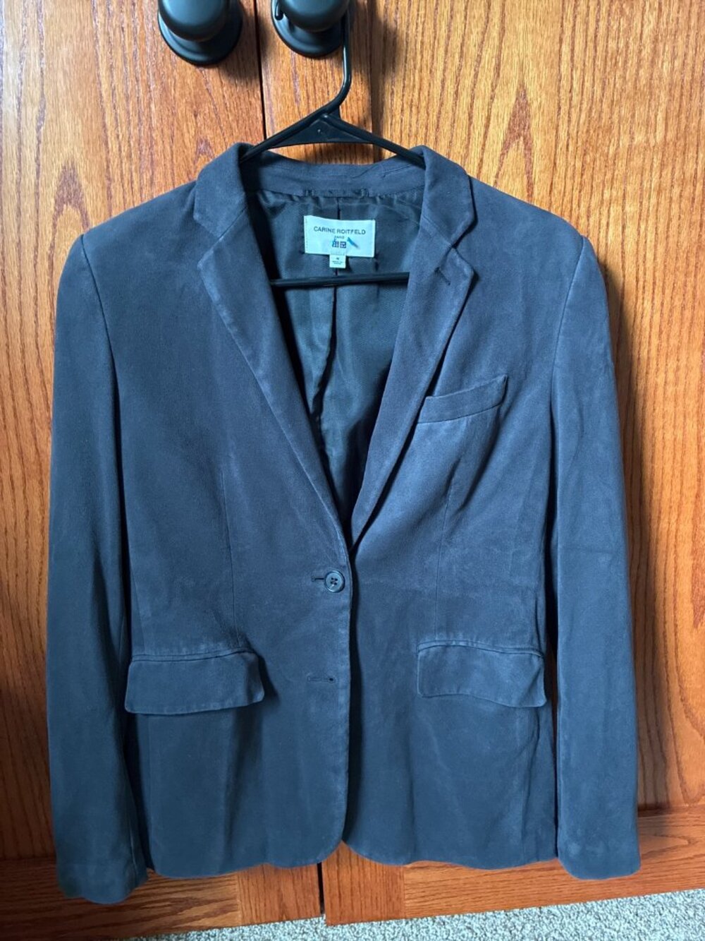 Carine Roitfeld x UNIQLO Grey Suede Blazer Size M Dark Academia